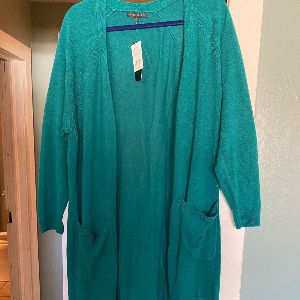 NWT Napa Valley Emerald Green Cardigan 1X